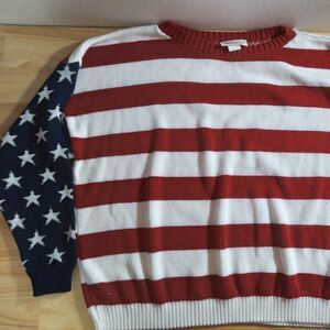 Vintage Misolli American Flag Knit Sweater